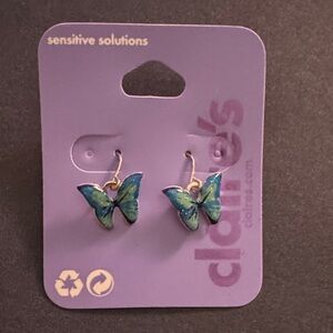 Claire's Vibrant Blue and Green Butterfly Earrings